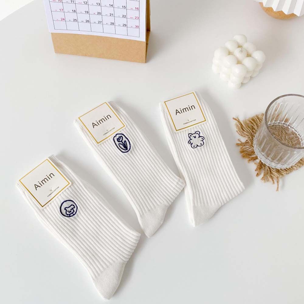 Đôi Vớ Cotton Thoáng Khí Thêu Họa Tiết Hoạt Hình Phong Cách Hàn Quốc Thời Trang Mùa Hè Cho Nữ