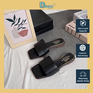 Dép Lê Quai Ngang Hm Nữ Cao Cấp - Dép Da Hở Mũi Đế Bệt Trơn Phong Cách Thời Trang Sang Chảnh - Dabeka - D004