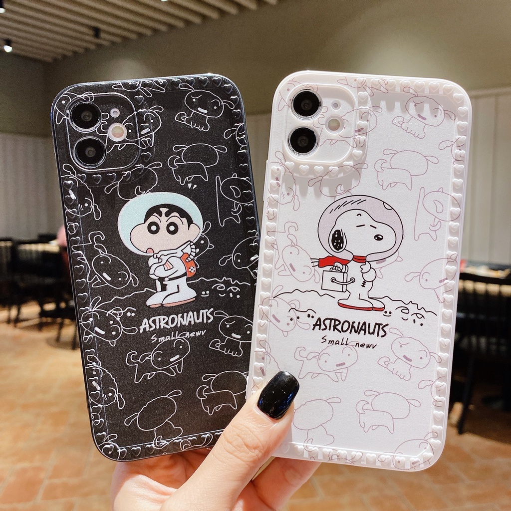 Ốp Điện Thoại TPU Dẻo Họa Tiết Cậu Bé Bút Chì/ Phi Hành Gia Cho iPhone 13 12 11 Pro Max Mini XS XR X 8 7 6 6S Plus + SE 2020