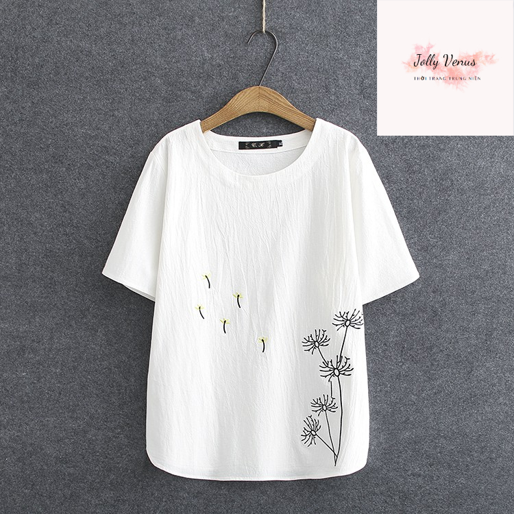 Áo phông chất đũi siêu xinh thêu hoa SP6
