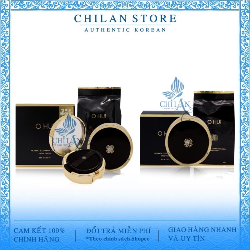 [CHÍNH HÃNG] SÉT PHẤN NƯỚC OHUI ĐEN ULTIMATE COVER CUSHION MATT FINISH CHO DA DẦU 30g