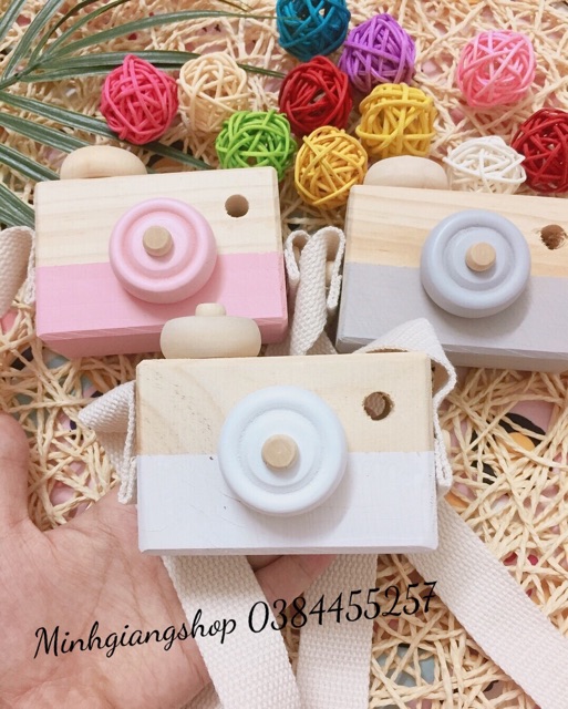 Phụ kiện chụp ảnh sản phẩm/Đồ chơi cho bé- Máy ảnh bằng gỗ siêu đáng yêu