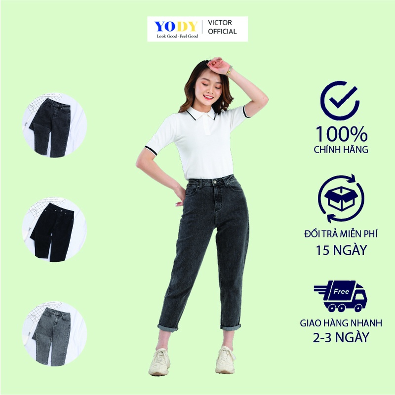 Quần Jeans Nữ Baggy YODY 9 Tấc Chất Co Giãn Cao Cấp QJN3126