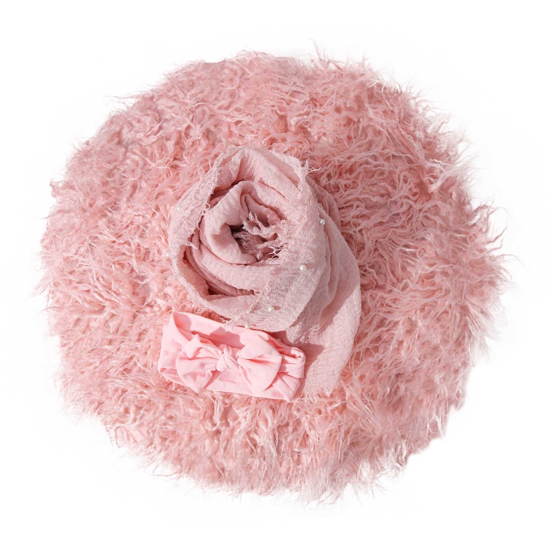 Bộ 3 Khăn Lông Quấn Bé Sơ Sinh Kèm Băng Đô Xinh Xắn