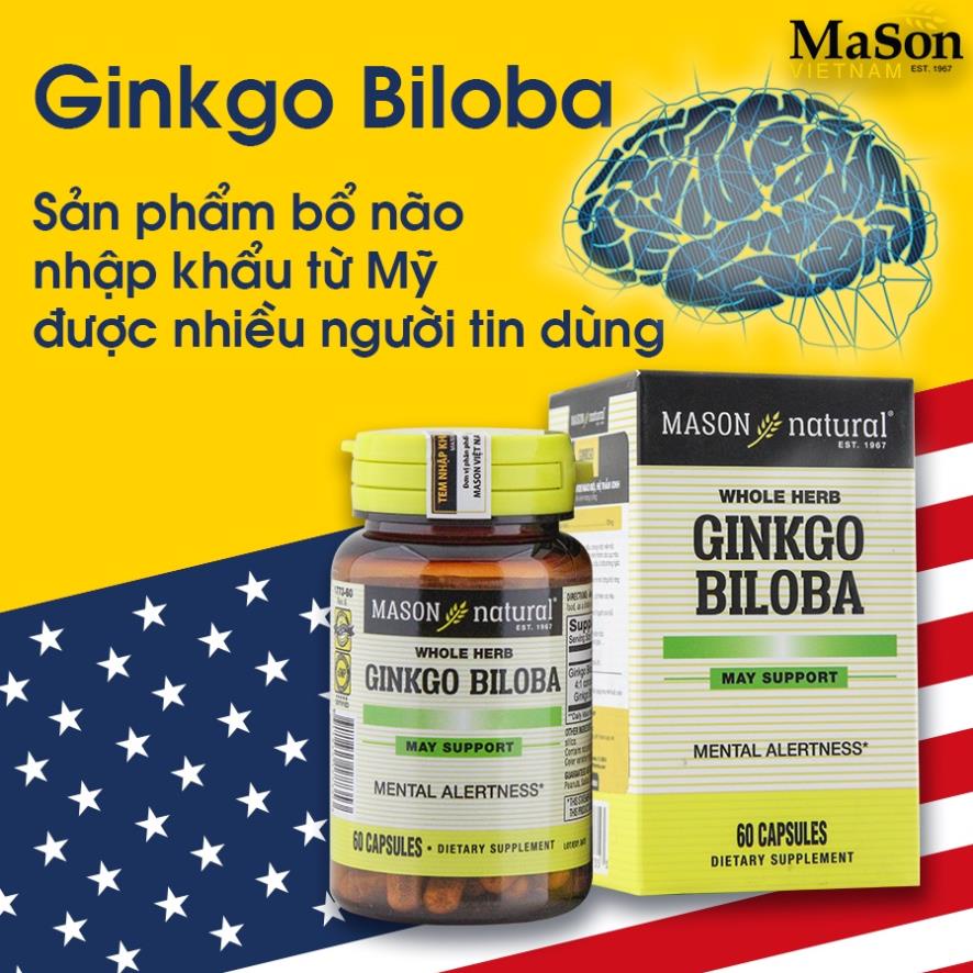 Viên Uống Mason Natural Ginkgo Biloba Hỗ Trợ Chức Năng Bộ Não, Hệ Thần Kinh