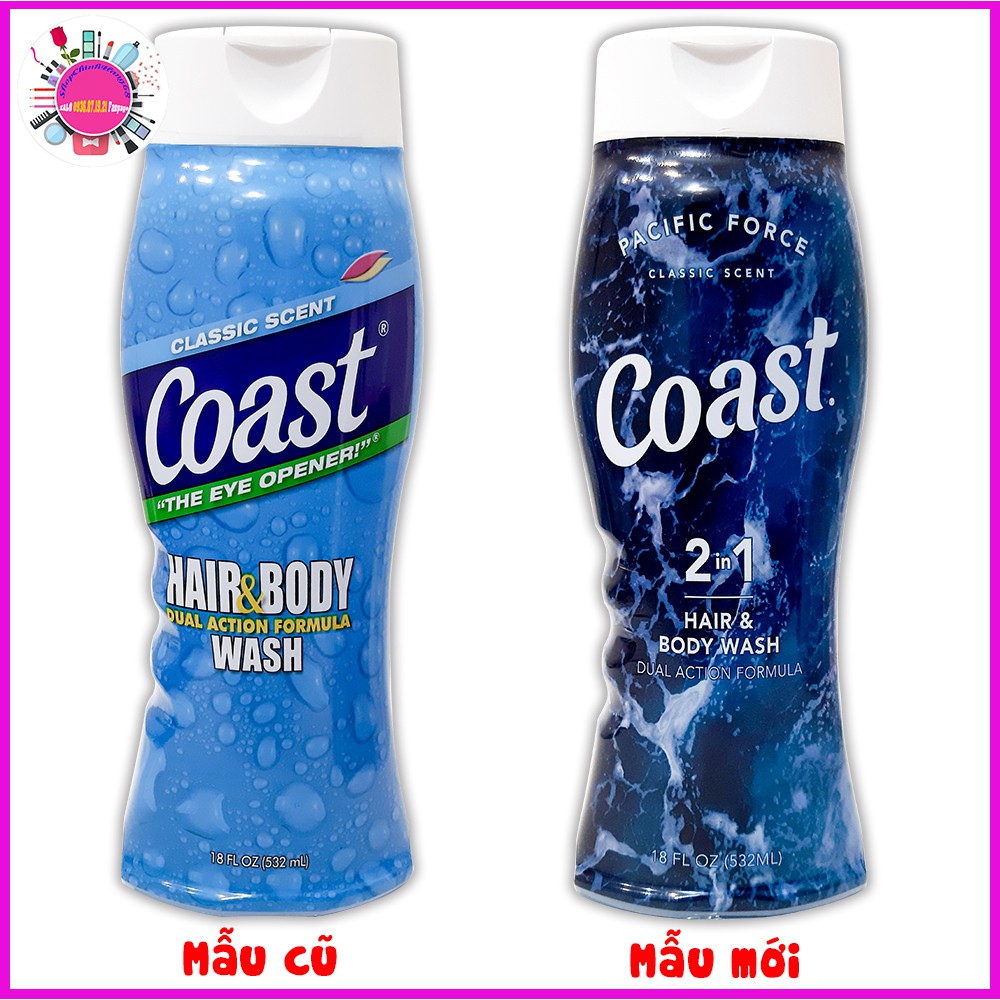 SỮA TẮM GỘI 2 IN 1 COAST HAIR &amp; BODY WASH 532ML USA