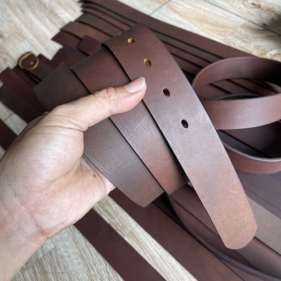 Dây Nịt Da Bò Thắt Lưng Nam Da Bò Sáp Ngựa Điên Không Mặt Khóa D259 Bản Rộng 3.4cm và 3.7cm