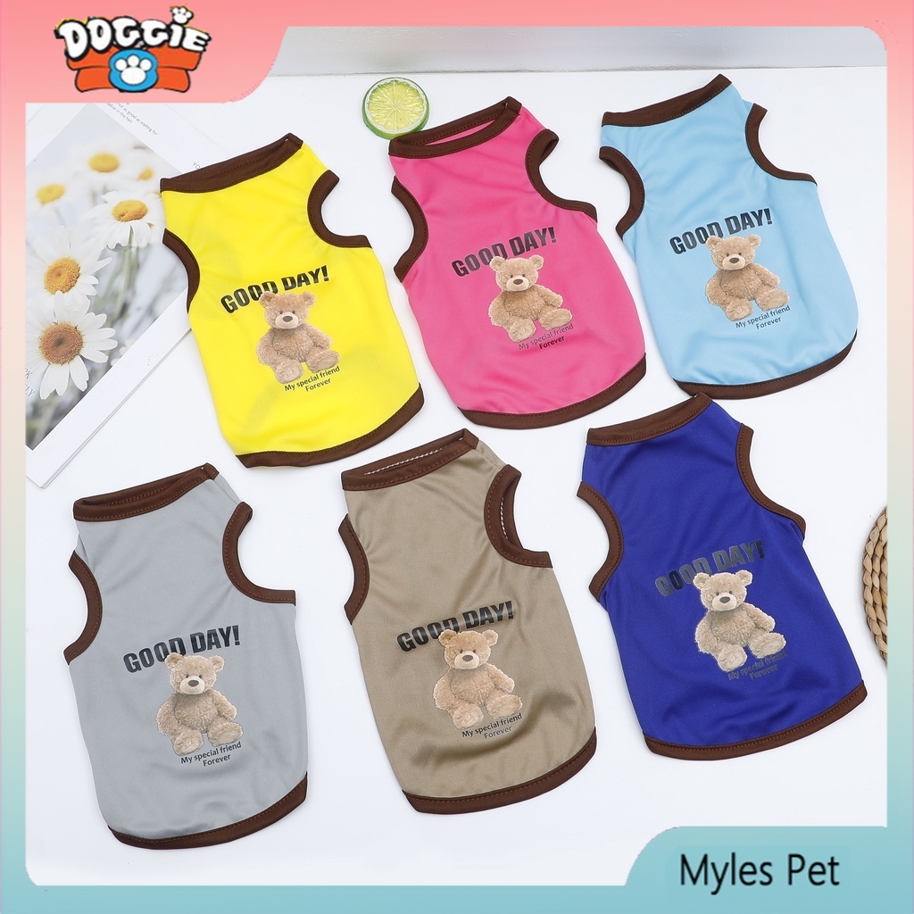 Áo Thun Cotton In Hình Gấu Hoạt Hình Dễ Thương Cho Thú Cưng Size Nhỏ/Vừa Tzu XS-XXL