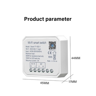Wifi Mini Smart Smart DIY Light Switch Module 1/2 Gang Smart Life Tuya Remote Control Work 【doom】