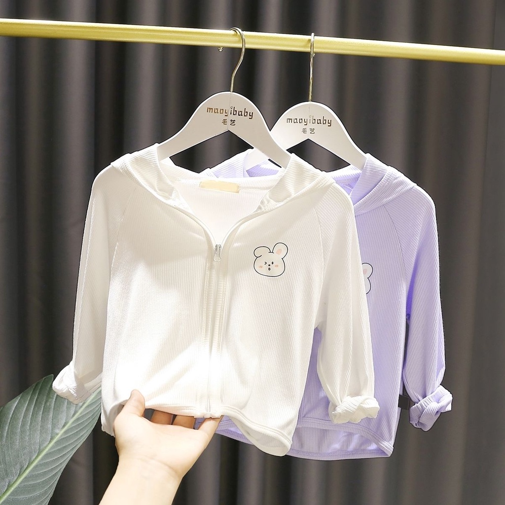 Áo Khoác Chống Nắng Vải Lụa Lạnh Mềm Thoáng Khí Thời Trang Xuân Hè Cho Bé Gái 1-5 Tuổi