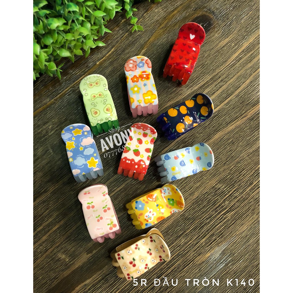 bấu tóc - kẹp gắp càng cua 5 răng đầu tròn in hoạ tiết thú mới Honey