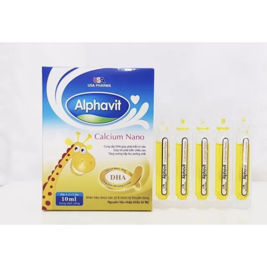 Alphavit Calci Nano Tăng cường canxi cho hệ xương chắc khỏe bé thông minh cho bé - Hộp 20 ống