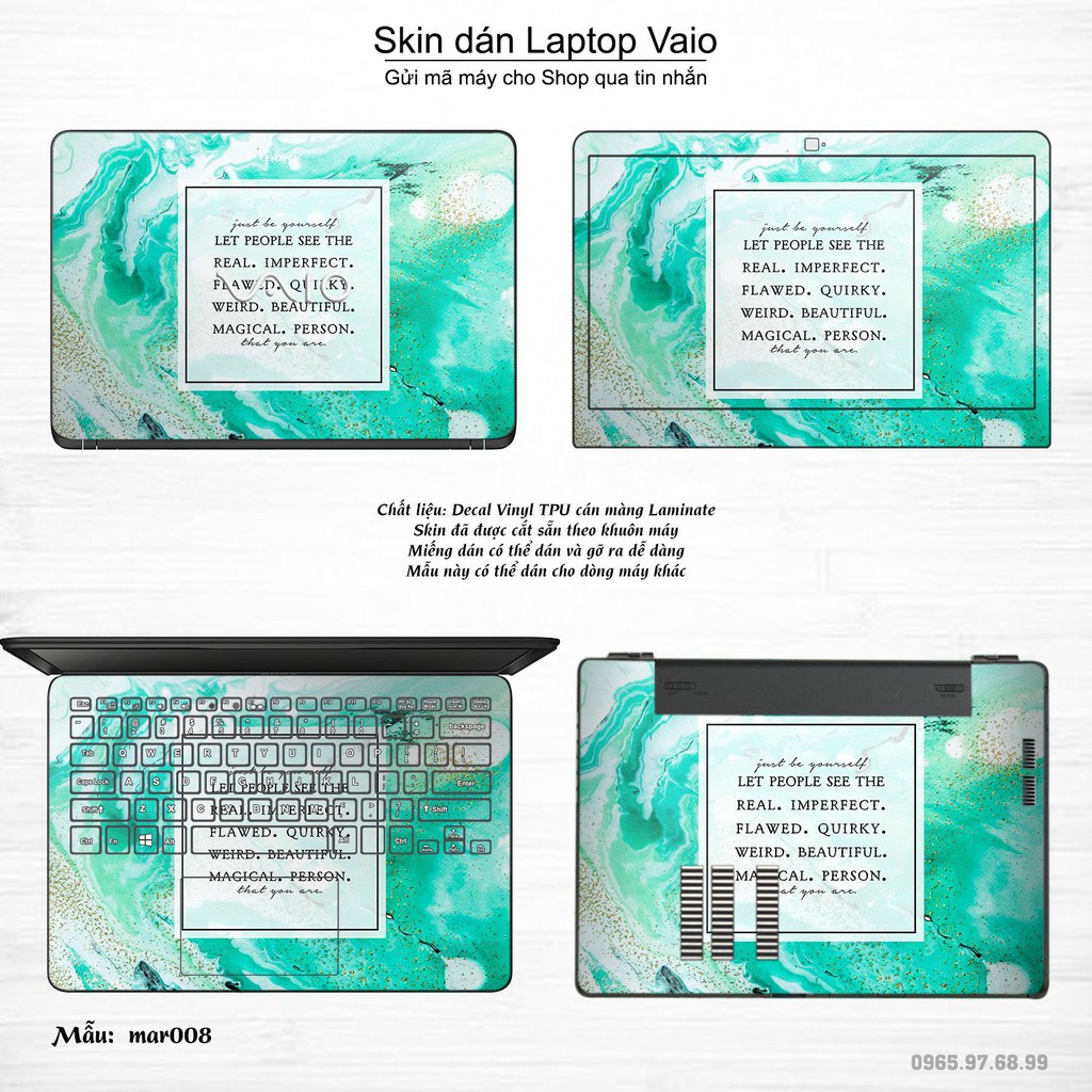 Skin dán Laptop Sony Vaio in hình vân Marble bộ 2 (inbox mã máy cho Shop)