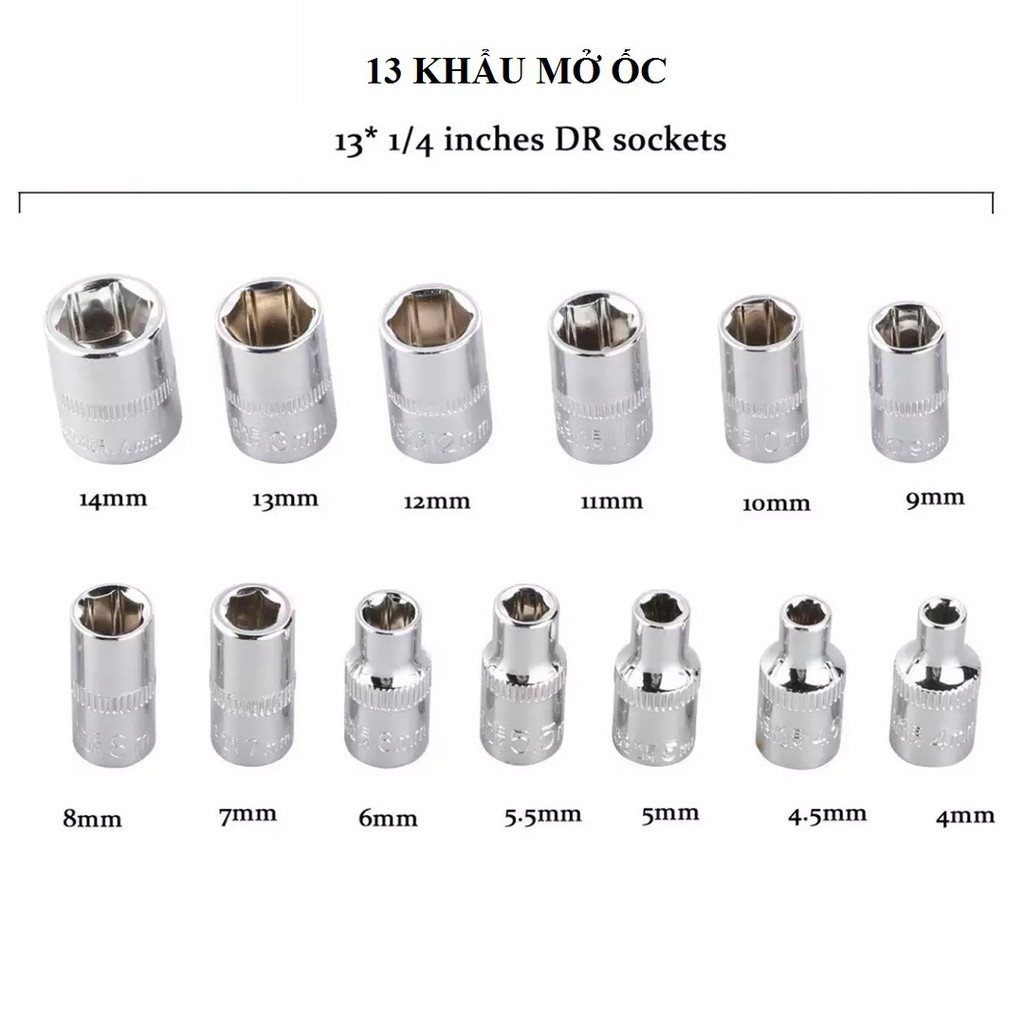 FREESHIP Bộ Dụng Cụ Sửa Chữa Đa Năng 46 Chi Tiết - Bộ Khẩu Sửa Chữa Ô Tô, Xe Máy Hàng Loại 1