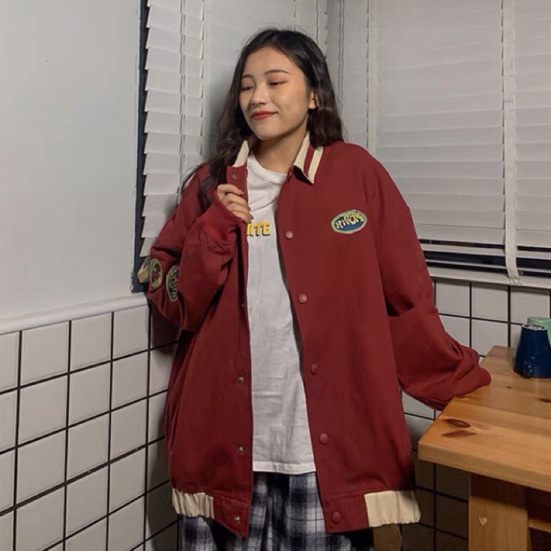 Áo khoác bomber form rộng có cổ dành cho nam và nữ