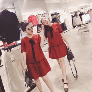 Váy dạ cổ nơ