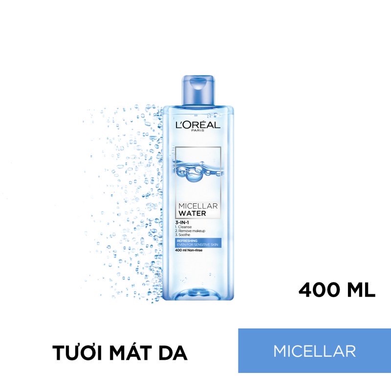 Nước Tẩy Trang Cho Mọi Loại Da L'Oreal Paris 3-in-1 Micellar Water 400ml - Chất Lượng Tốt