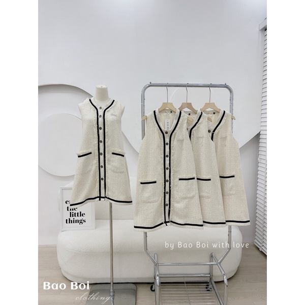 Váy dạ phối viền kèm tag chà neo