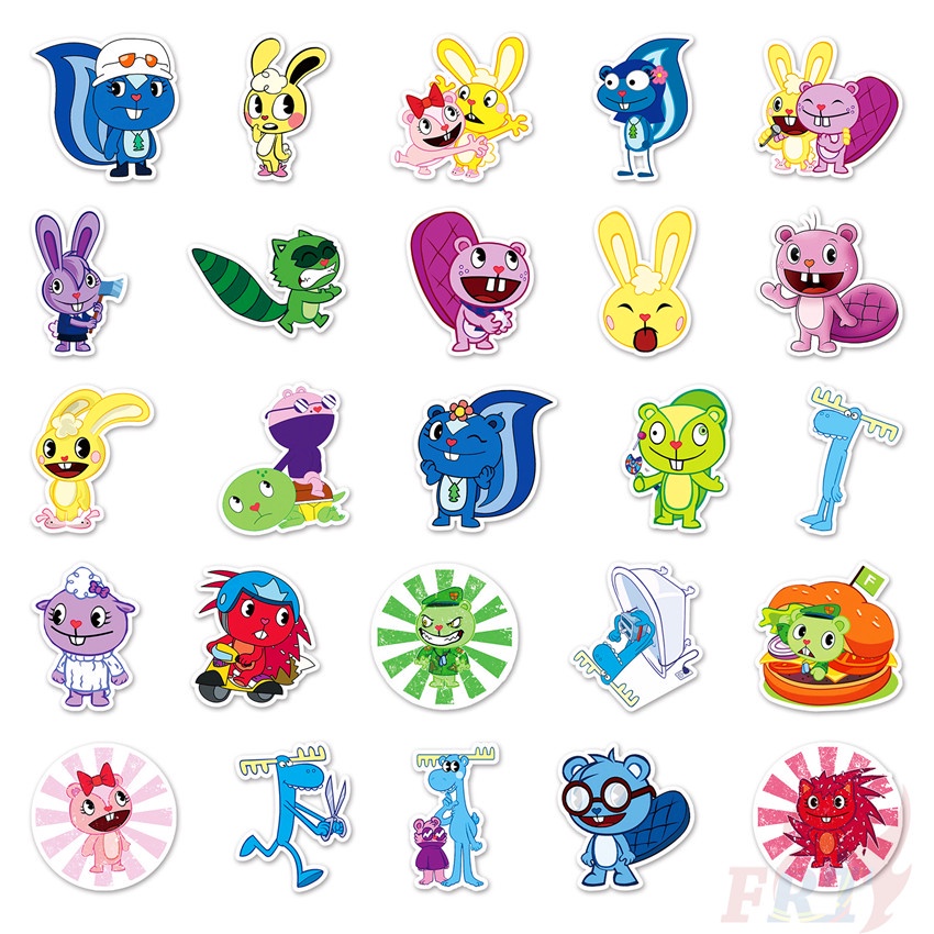 Set 50 hình dán chống thấm nước Happy Tree Friends Series 01 thời trang trang trí đa dụng