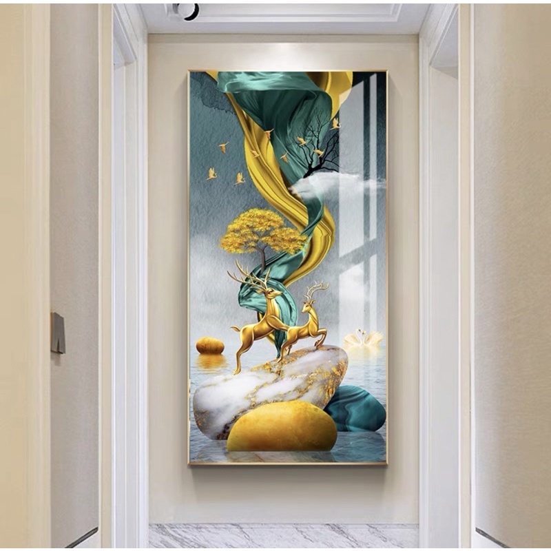 Tranh Treo Tường Lối Vào Cầu Thang Tráng gương Phòng Khách/ Ngủ/ Phòng ăn/ Nhà Hàng Khách Cầu Thang Hươu Lông Vũ