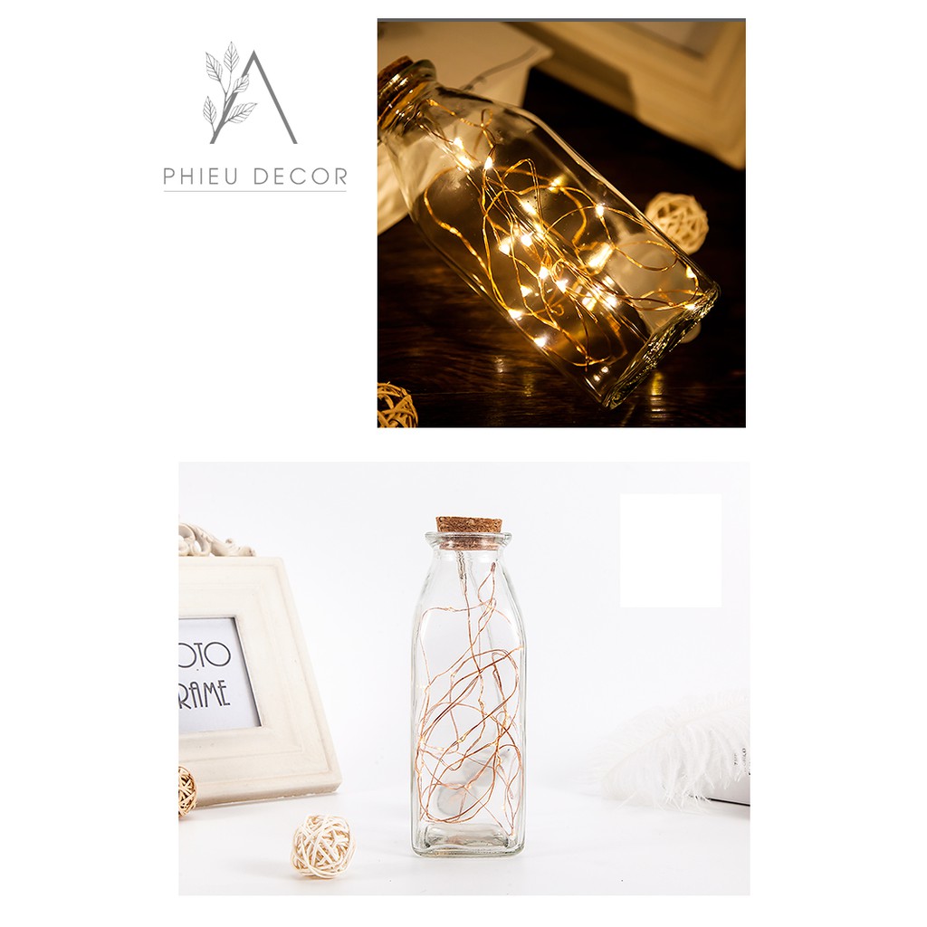 Lọ Thủy Tinh Trang Trí Đèn Fairy Light Vintage Siêu Xinh