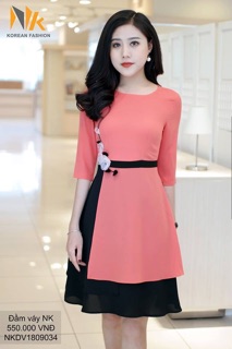 Đầm phối hoa eo NK kèm ảnh thật