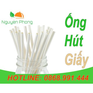 Túi 100 ống hút giấy 6mm uống cafe, trà, sinh tố