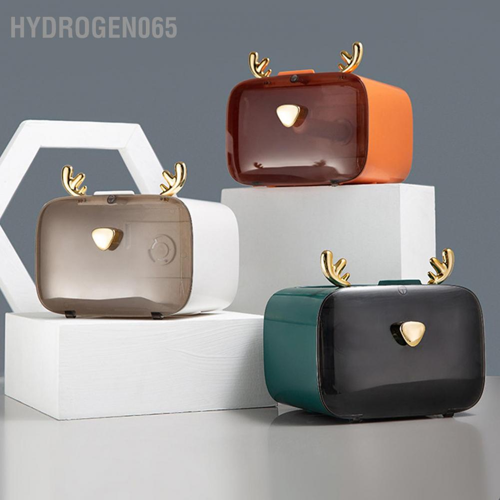 Hydrogen065 Waterproof Toilet Paper Holder Cute Rod Antlers Transparent Window Adjustable Hanging Wall Mounted Tissue Box