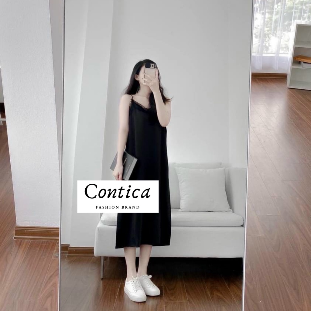 Váy lụa 2 dây phối ren siu hot - Chất lụa satin cao cấp siêu mềm min, mát lịm - CONTICA CLOTHING | WebRaoVat - webraovat.net.vn