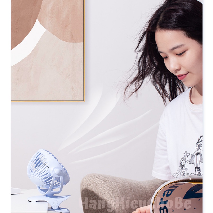 Quạt Kẹp Tích Điện Mini Yoobao 6400mah kẹp Bàn, Xe đẩy, Nôi Cũi, Sử Dụng Phỏng Ngủ, Đi Du Lịch