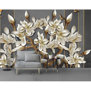 Tranh dán tường Hoa lan phú quý, Tranh dán tường 3d hiện đại (tích hợp sẵn keo) MS1214983