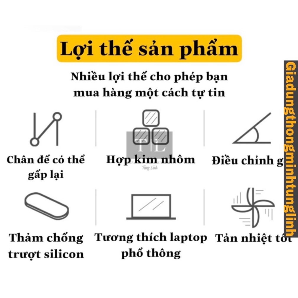 Thanh Giá Đỡ Kệ Máy Tính Laptop Đa Năng - Kệ gấp gọn, silicon chống trượt hợp kim nhôm tản nhiệt điều chỉnh góc