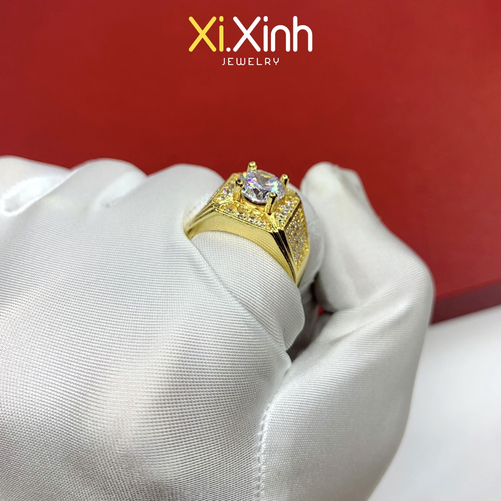 Nhẫn nam đính đá xi mạ vàng 18k - N56