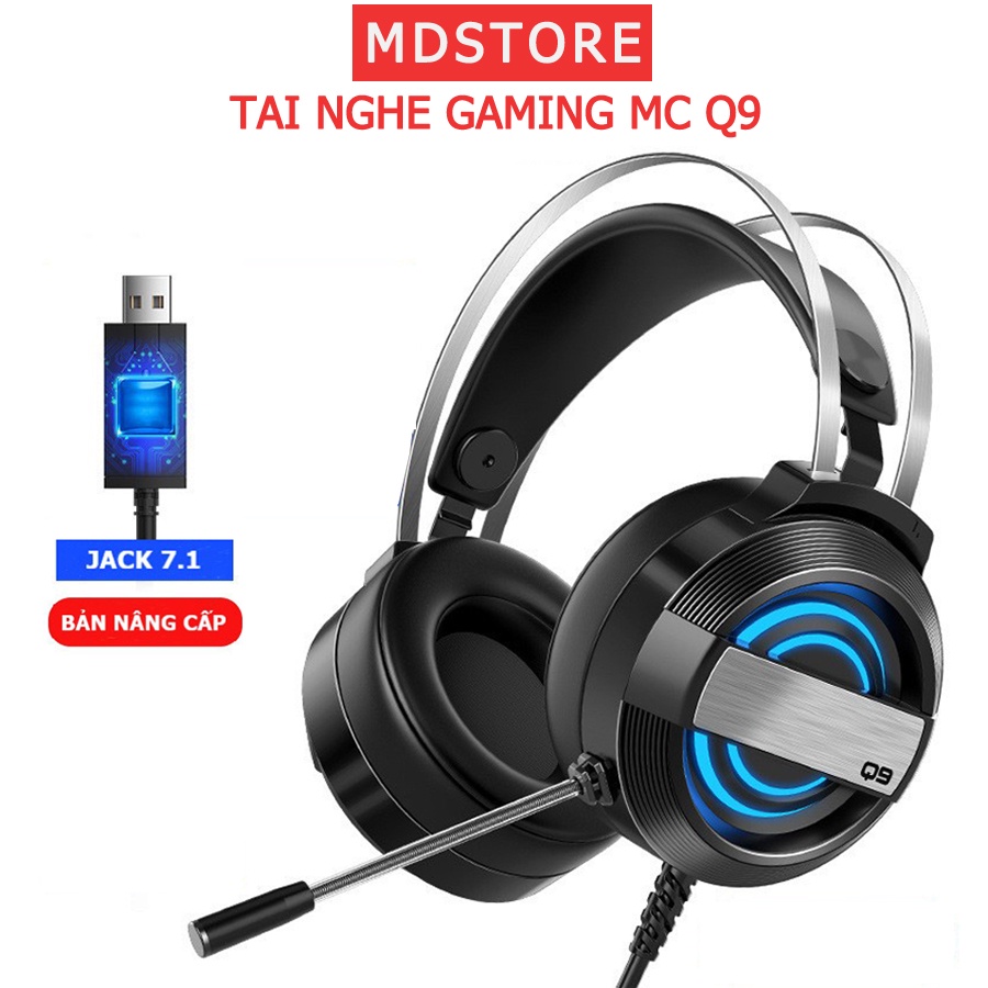 Tai nghe headphone chính hãng MC Q9, tai nghe máy tính, đèn led RGB đổi màu, có mic đàm thoại, hỗ trợ chơi game