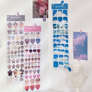 Set 6 sticker bầu trời dùng để trang trí sổ tay, bullet journal, nón bảo hiểm, dyi