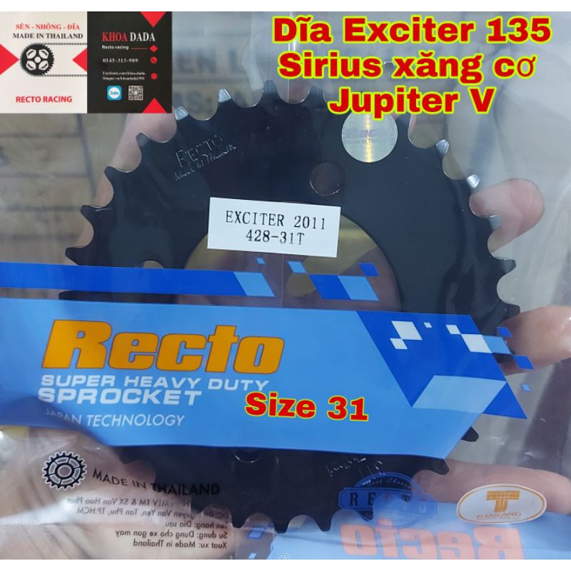 Dĩa Exciter 135/Sirius xăng cơ, Jupiter V Recto, size 31, nhập khẩu thái lan