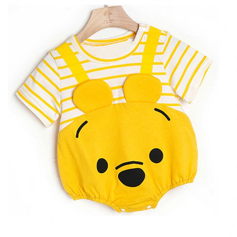 Bộ Áo Liền Quần Tay Ngắn In Hoạt Hình Động Vật Dễ Thương Thời Trang Mùa Hè Cho Bé Sơ Sinh