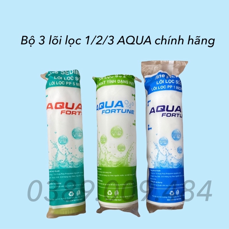 3 lõi lọc số 1 2 3 chính hãng AQUA dùng cho các máy dòng RO