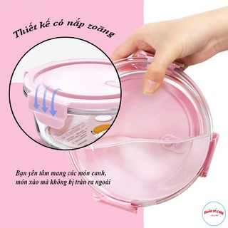 Hộp cơm thủy tinh tròn 400ml đựng thực phẩm cao cấp đa năng có nắp hút chân không – Buôn rẻ.com 00996