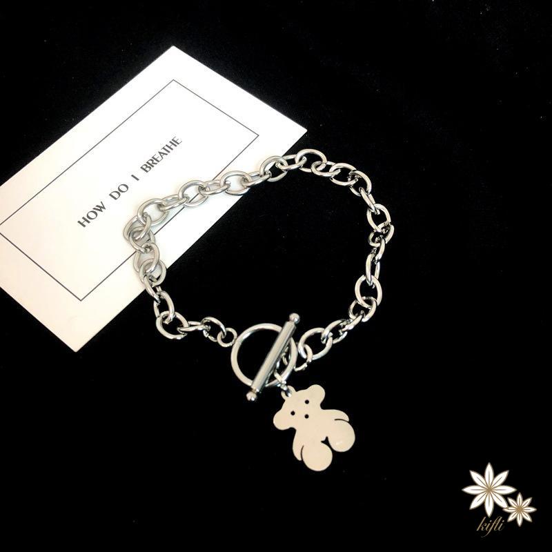 Vòng đeo tay BELLA-Bee bằng thép titan họa tiết chú gấu dễ thương