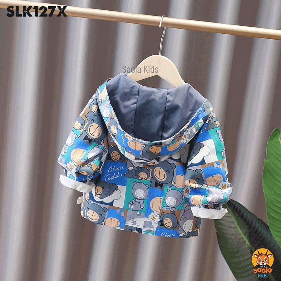 Áo khoác gió 2 màu nhiều họa tiết cho bé trai từ 9 - 18kg nhà Saola Kids - SLK127