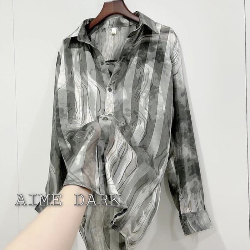 Áo sơ mi họa tiết vân báo vân loang thanh nhã