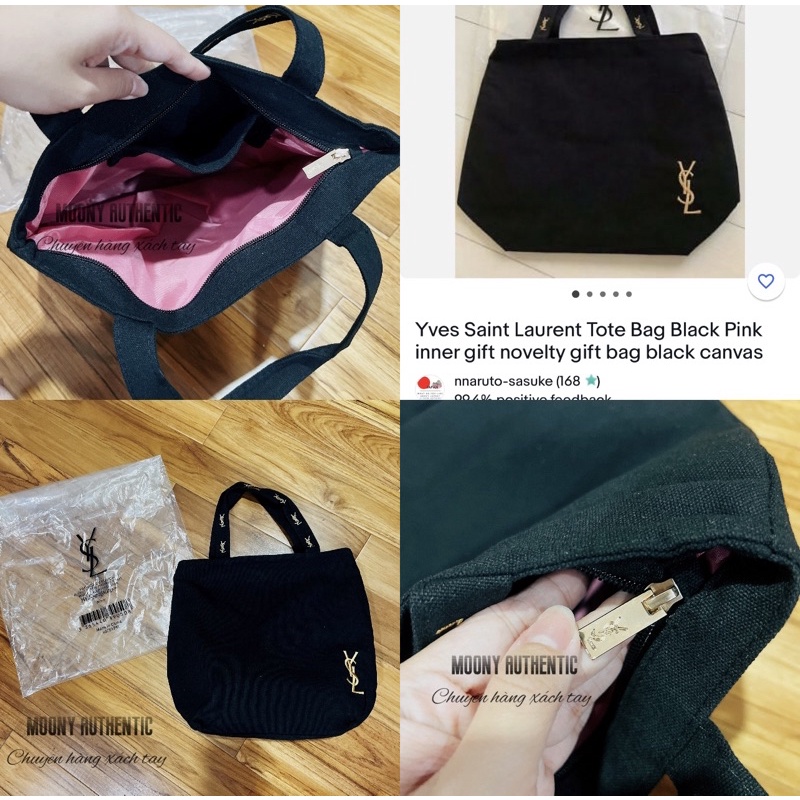 Túi vải bố Tote ysl giftauth đen