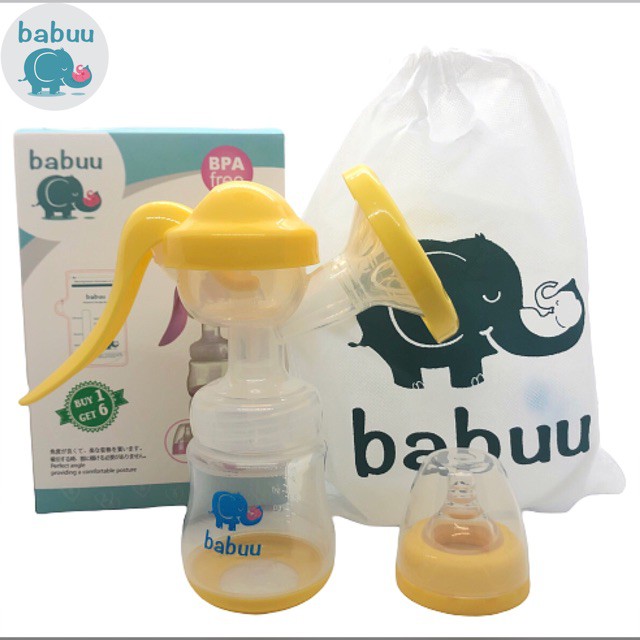 Máy hút sữa cầm tay Babuu baby Nhật Bản (Hàng chính hãng) tặng kèm 5 túi trữ sữa