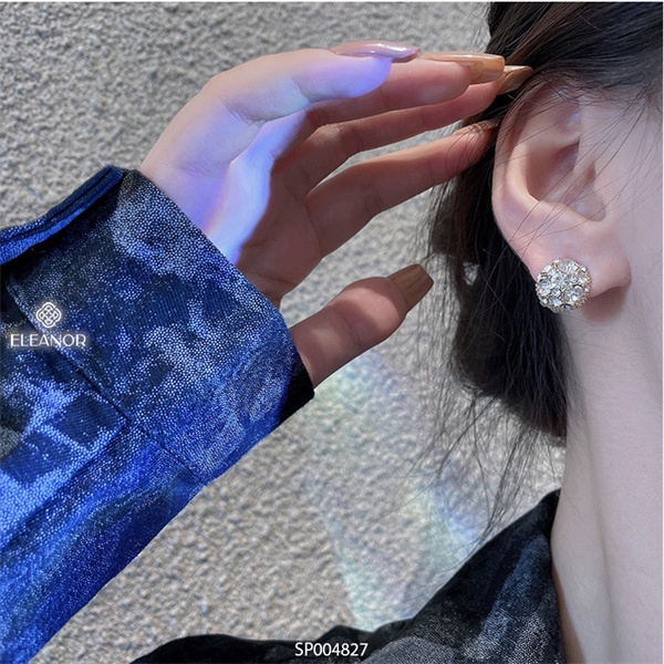 Bông tai nữ châm nữ Eleanor Accessories hình khối cầu tròn đính đá basic phụ kiện trang sức 4827