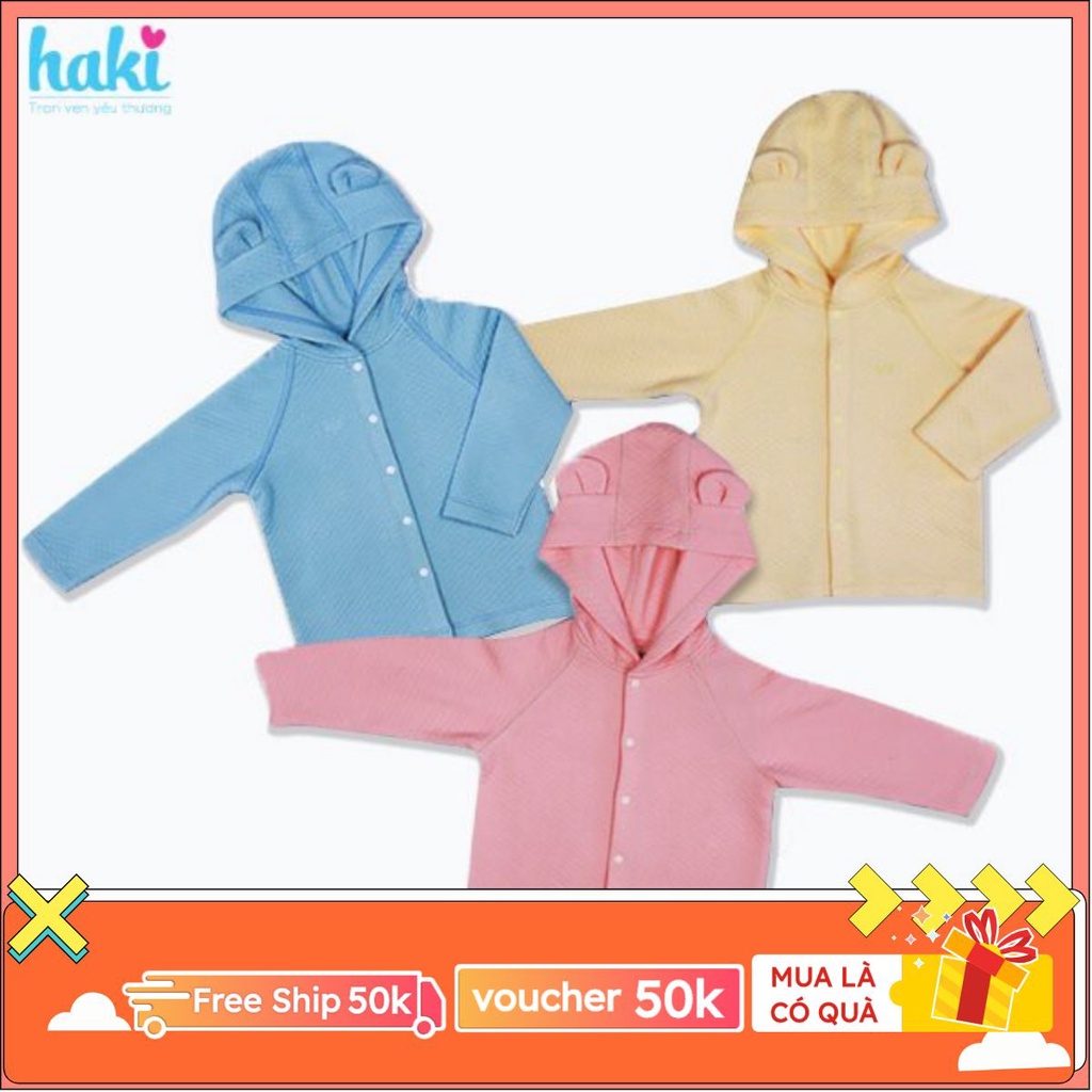 Áo khoác cho bé vải sợi tre chần bông mũ tai gấu HAKI -BB014