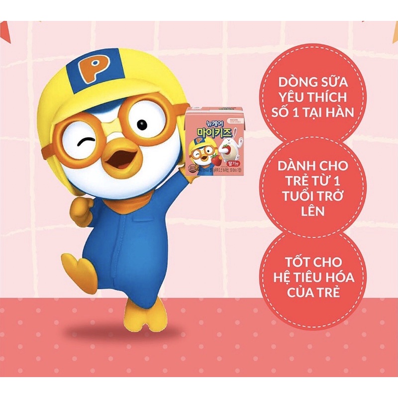 sữa nước Pororo hàn quốc tăng chiều cao và cân nặng vị dâu,socola 150ml date 1/2023