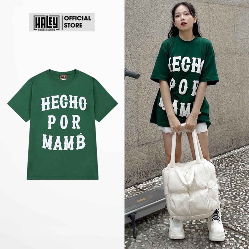 Áo Thun lạnh Unisex Tay Lỡ Form Rộng Nam Nữ HALEY vải cotton XANH LÁ HOT TREND Streetwear Style