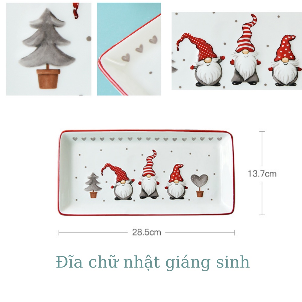 Hũ, đĩa sứ trang trí giáng sinh - Hình dáng độc đáo, nhìn là yêu - Hàng có sẵn