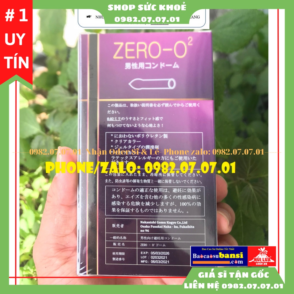 Bao cao su siêu mỏng trơn mượt mà, mướt mát đến từ Nhật Bản ZERO O2, Shop Sức Khoẻ 0982070701 Tuyển Sĩ Bao Cao Su Full